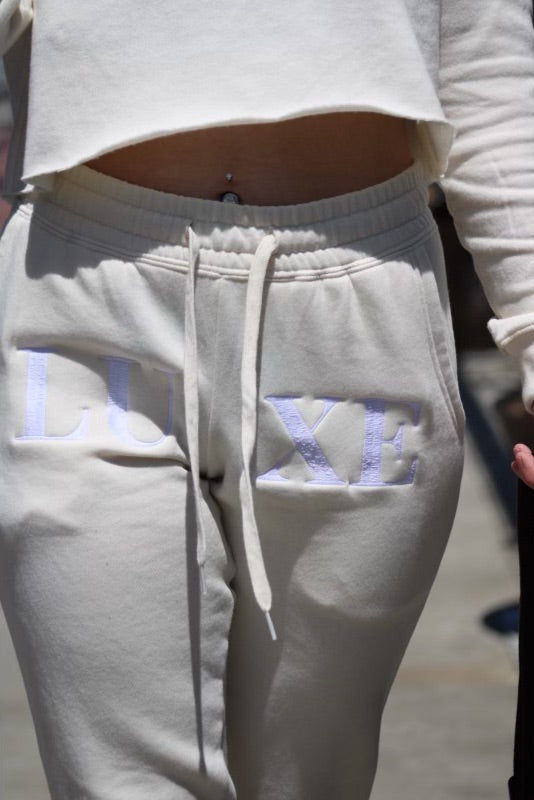 Cream LUXE Crop Set – Unisex Premium Velour Two-Piece