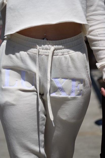 Cream LUXE Crop Set – Unisex Premium Velour Two-Piece