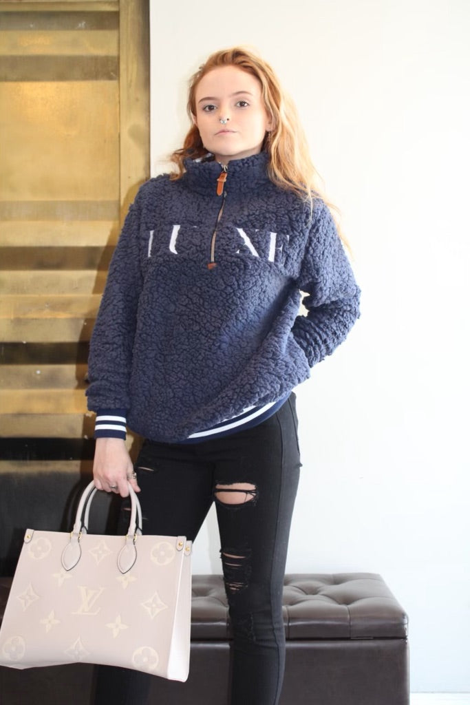 Navy Blue LUXE Sherpa Jacket